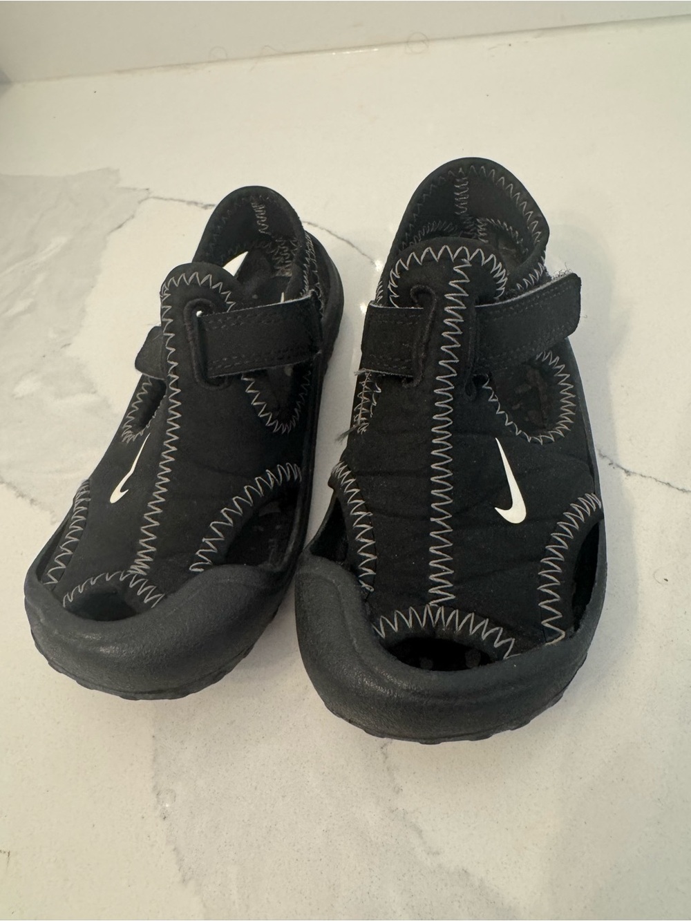 Nike Black Kids' Water Sandals with White Swoosh